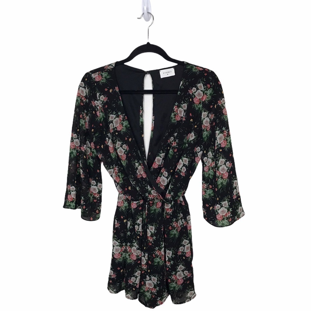 Everly Black Floral Printed Romper